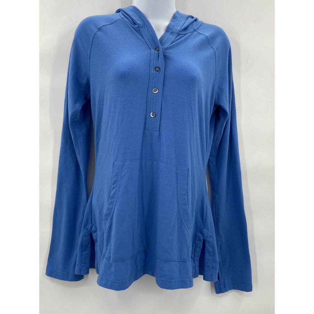 The North Face Pull Over Women's Sz Small 1/4 Snap‎ Button Blue Lined Hoodie